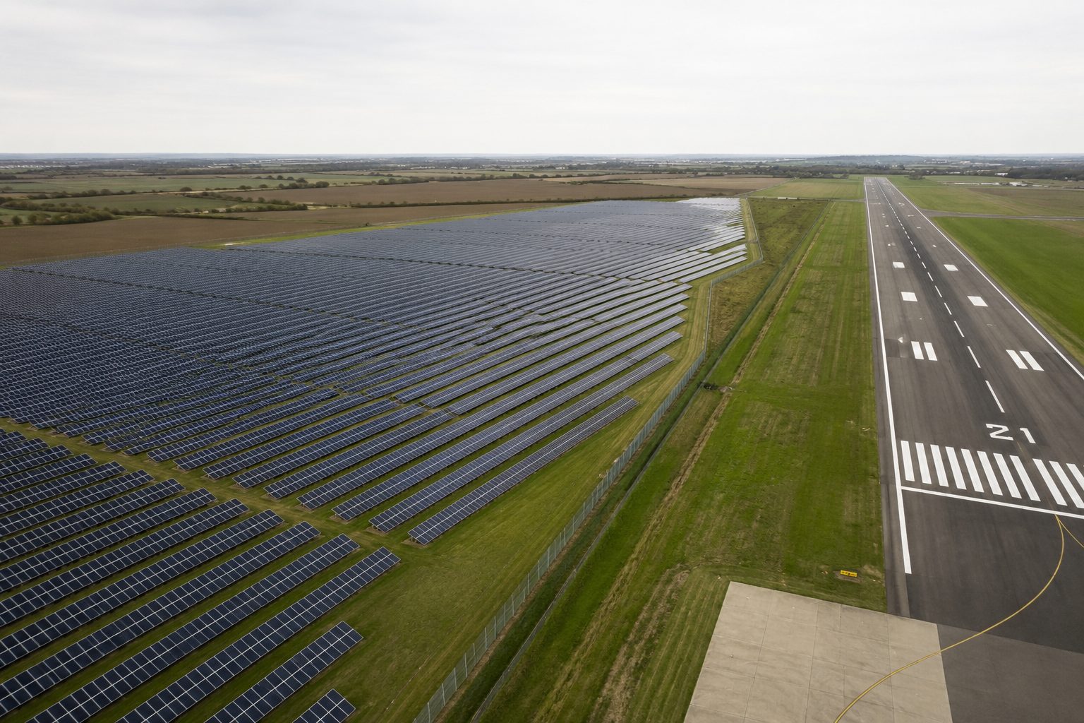 Solar PV installation adjacent to airport runway